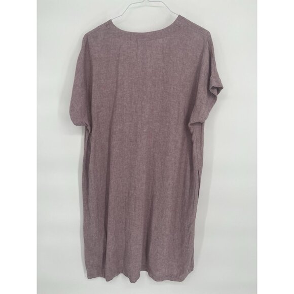 PureJill J. Jill Chambray Purple Split Neck Shift Dress Medium Linen Blend - Picture 3 of 5
